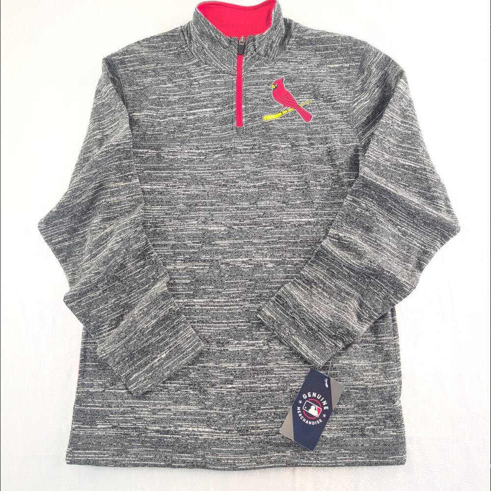 Saint Louis Cardinals NWT Quarter Zip Adult Size S  Majestic Grey / Red